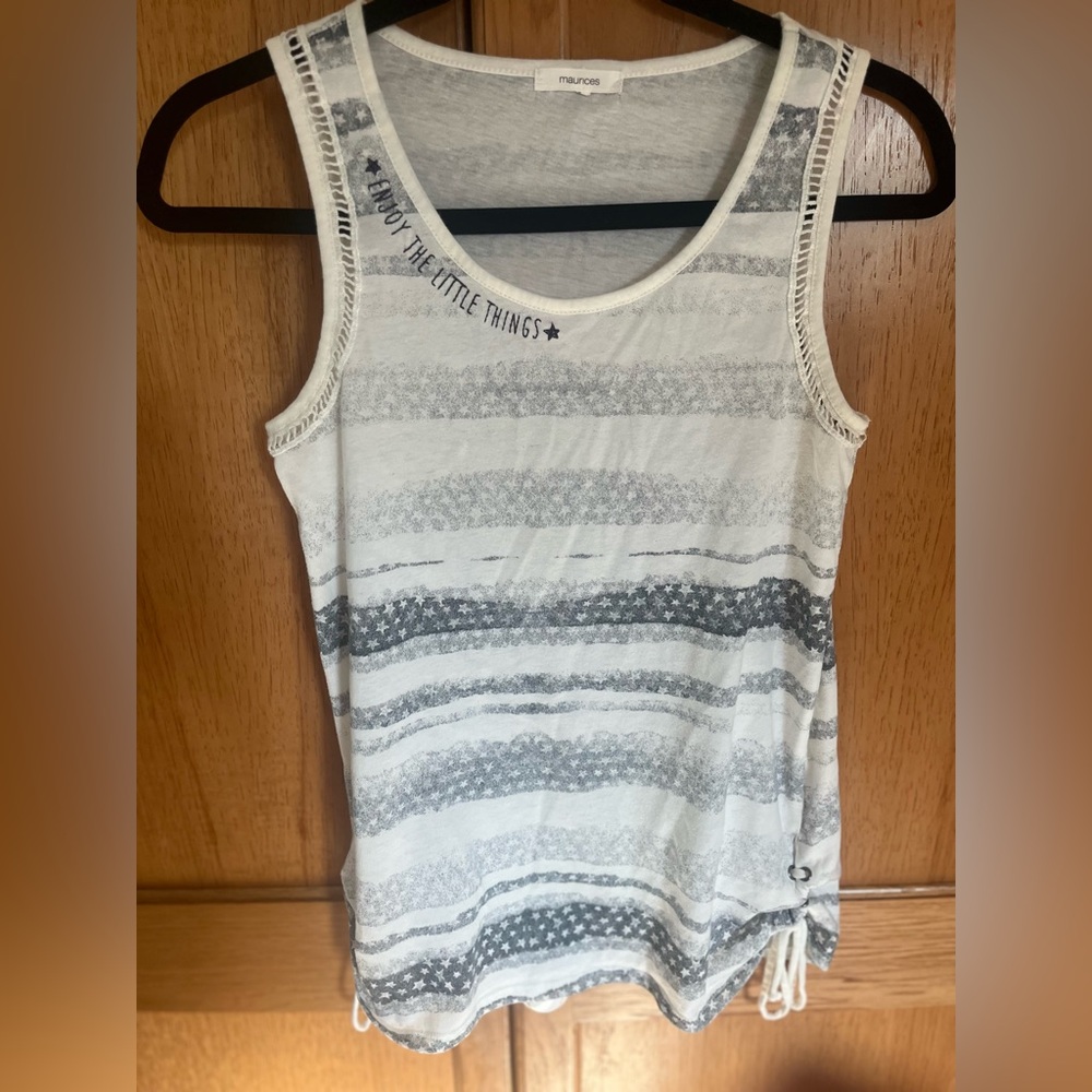 Maurices White and Gray Striped Tank Top